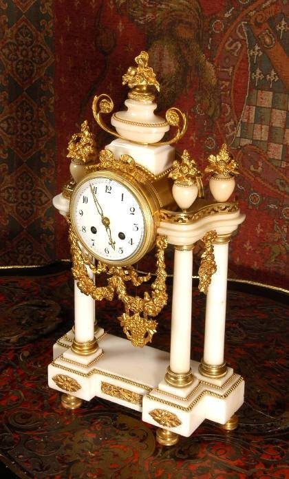 fig 2. ***** SOLD ***** Antique Brass Drum Head Table Clock. French - Circa 1880.